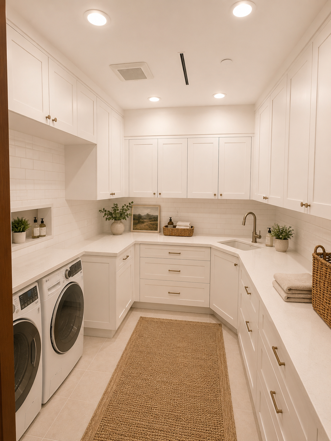 Custom office millwork and marble detail